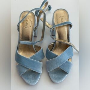 Forever Soles Velvet Heels - Powder Blue - (BRAND NEW)